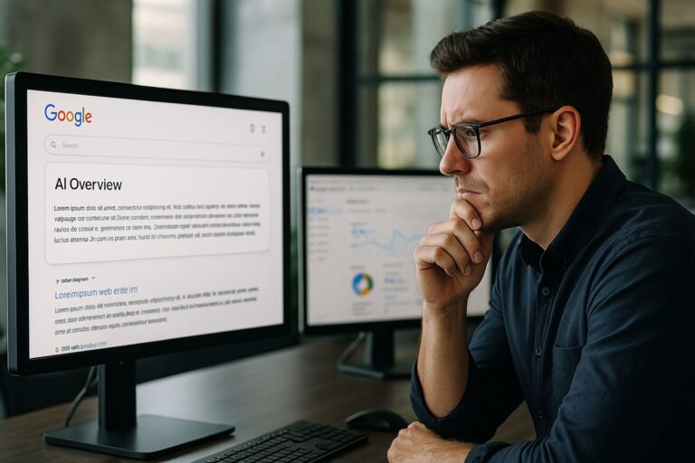 Directivo buscando con Overview AI de Google
